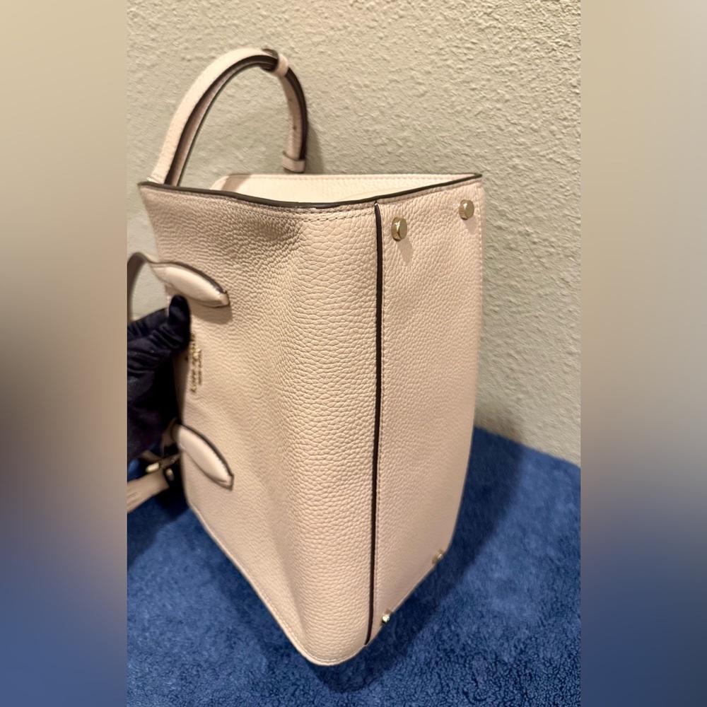 Kate Spade Rowe Medium Satchel Blush Pink Pebbled Leather with Crossbody Strap - Picture 3 of 9